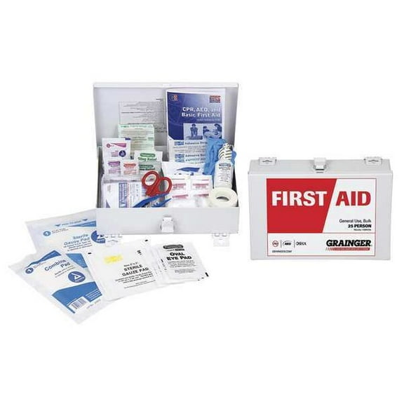First Aid Kit and Housing, Metal 137 Components, 25 People Served