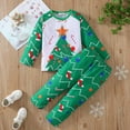 thumbnail image 4 of Ruiwill Girl Outfit Set Outfit Long Sleeve Pullover Sweater Pants Two Piece Holiday Party Wear Cozy Home Loungewear Crew Neck Print Girl Clothes Green Size 3-4 Years, 4 of 4
