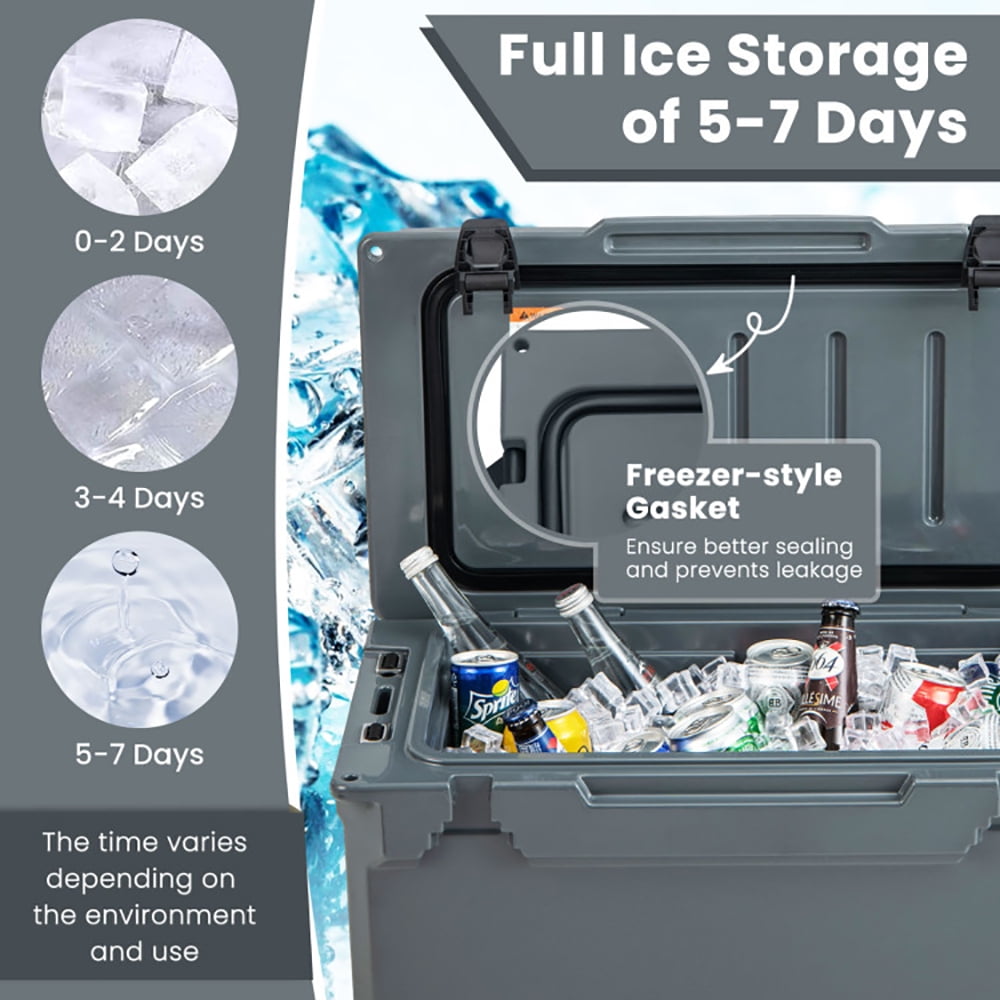 Aimee Lii Rotomolded Cooler with Integrated Cup Holders and Bottle Opener, Portable Water Cooler, Gray Aimee Lii Rotomolded Cooler with Integrated Cup Holders and Bottle Opener, Portable Water Cooler, Gray