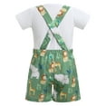 thumbnail image 4 of FYMNSI Toddler Boys Clothes Animal Print Romper Suspenders Shorts Set Baby Boy 2 Piece Outfit 12-18 Months, 4 of 7