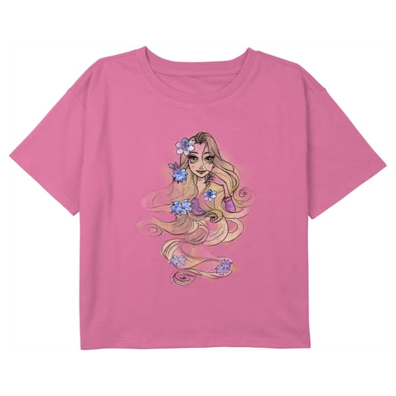 Girl's Tangled Rapunzel Sketch Graphic Cropped T-Shirt Light Pink X Small