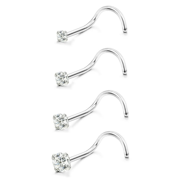 Jstyle g 4 8 Pcs Stainless Steel Nose Rings Studs Screw Piercing Body Jewelry 1 5mm 2mm 2 5mm 3mm A 4pcs Silver Tone Cz Studs 1 5 2 2 5 3mm Walmart Com