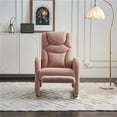 thumbnail image 3 of Rocking Chair Nursery - Modern Teddy Gliding Rocker Chair Lounge Chair with Adjustable Footrest, High Back Upholstered Wingback Armchair Comfy Single Sofa Chair for Living Room, Pink, 3 of 7