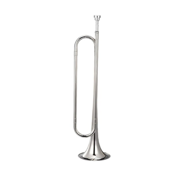 Corneta de marcha Corneta clásica de latón Trompeta de caballería Corneta de explorador para banda Plata C