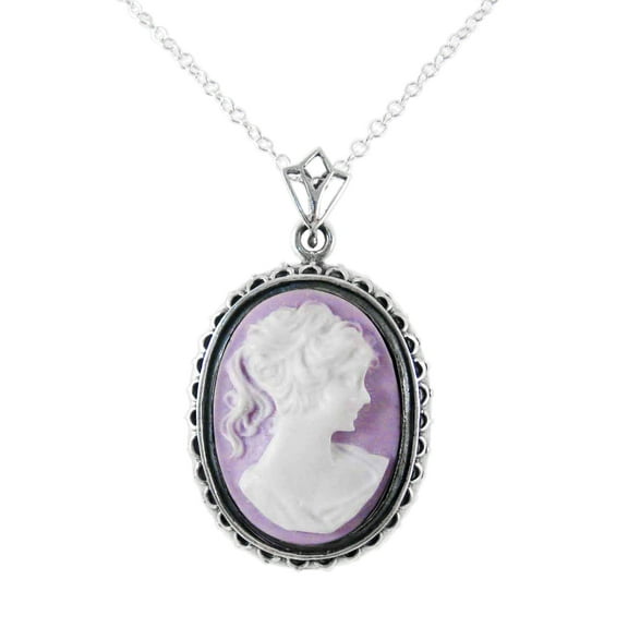 Sterling Silver Royal Cameo Necklace, Lavender