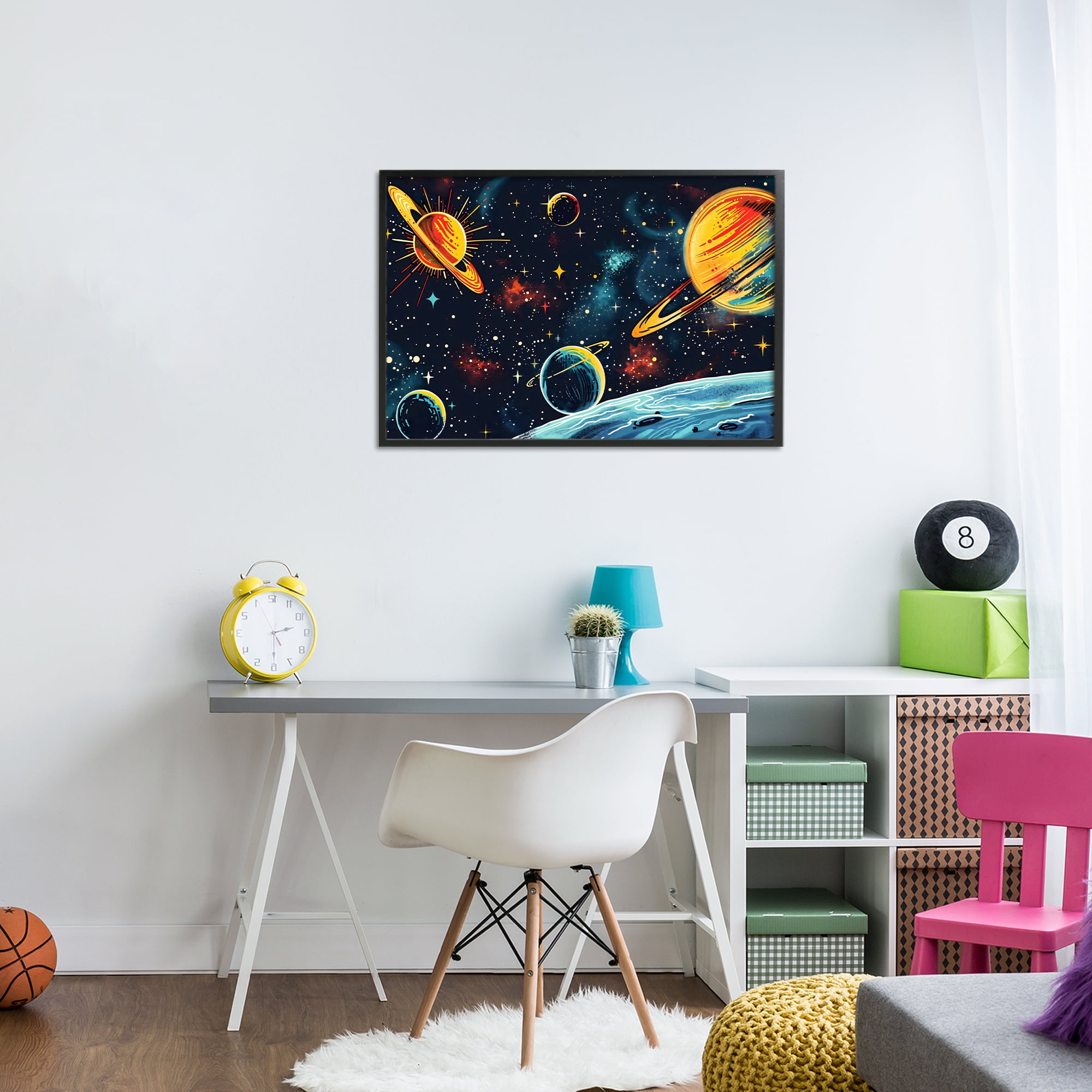 Stupell Industries Black Lit Galaxy Panorama Black Framed Giclee Art, design by Creative Studio