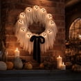 thumbnail image 5 of Halloween Light up Hanging Decorations Outdoor for Front Door - 15.7” Cute Ghost Wreath with LED- Hanging Sign Farmhouse Distressed Ghosts Wreath Hanging Decoration for Home Indoor Outdoor Decor, 5 of 7