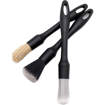 Set of 3 Car Detail Brush Kit Wash Auto Detailing Cleaning Kit Engine Wheel Clean Set