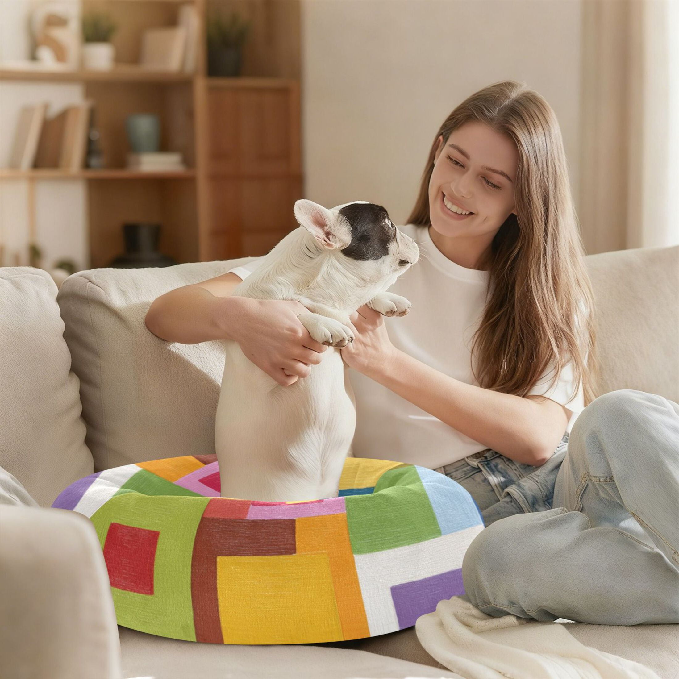 Pet Bed Pet Mat Cozy Removable & Washable Comfort For Cats And Dogs Squares Of Different Colors