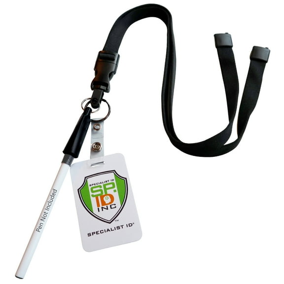 Lanyard with Pen and ID Badge Holder - All in One Neck Lanyards with I'd Card Strap, Pencil/Stylus Holder, Key Ring Breakaway for Schools & Nurses by Specialist ID