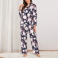 thumbnail image 2 of Daiia Leaves Flower for Women's Long-Sleeved Pajama Set – Soft & Comfortable Sleepwear Button-Up Pajamas Cozy Lounge Wear-X-Large, 2 of 7