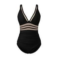 thumbnail image 4 of RUTAYY Women's One Piece Swimsuits Solid Color Bikini Shirred Tank Breathable Comfortable Vintage Water Sport Swimsuit, 4 of 5