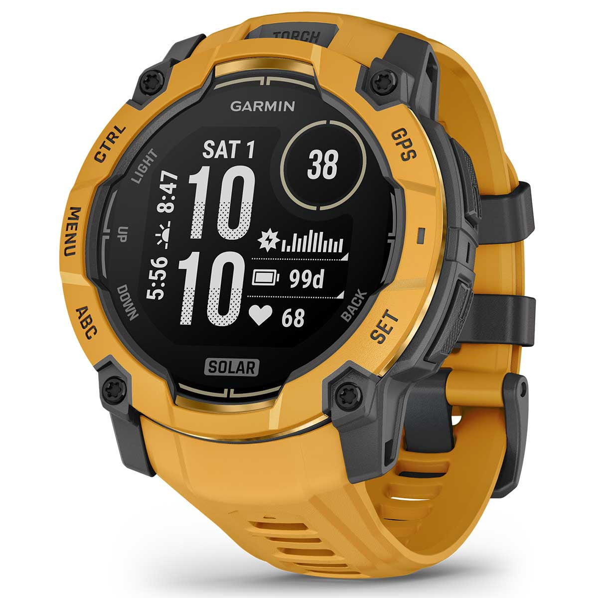 Garmin Instinct 3 Alpine Rush Solar (Sunburst/Gray, 45 mm) Outdoor GPS Smartwatch Bundle with PlayBetter Portable Charger & HD Screen Protectors
