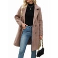 thumbnail image 1 of Women Winter Wool Blend Mid-Long Coat Double-Breasted Lapel Jacket Outwear Camel Color XXL, 1 of 9