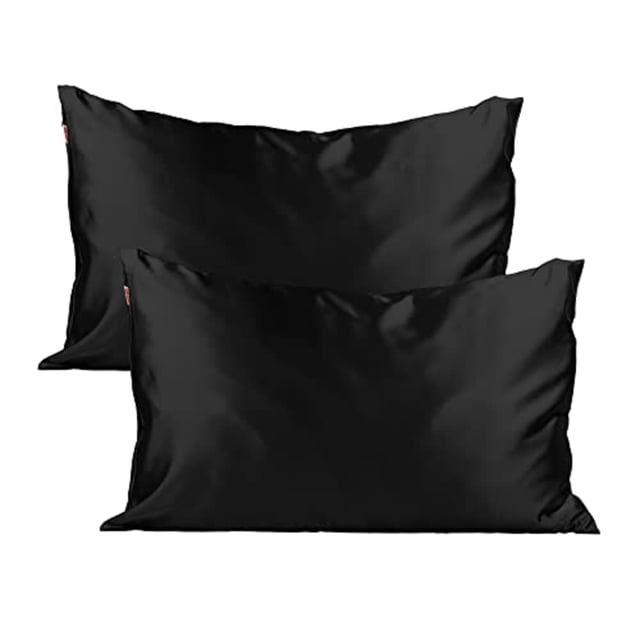 Kitsch Satin Pillowcase for Hair & Skin (19x26 Black, Standard/Queen (2 Pack))