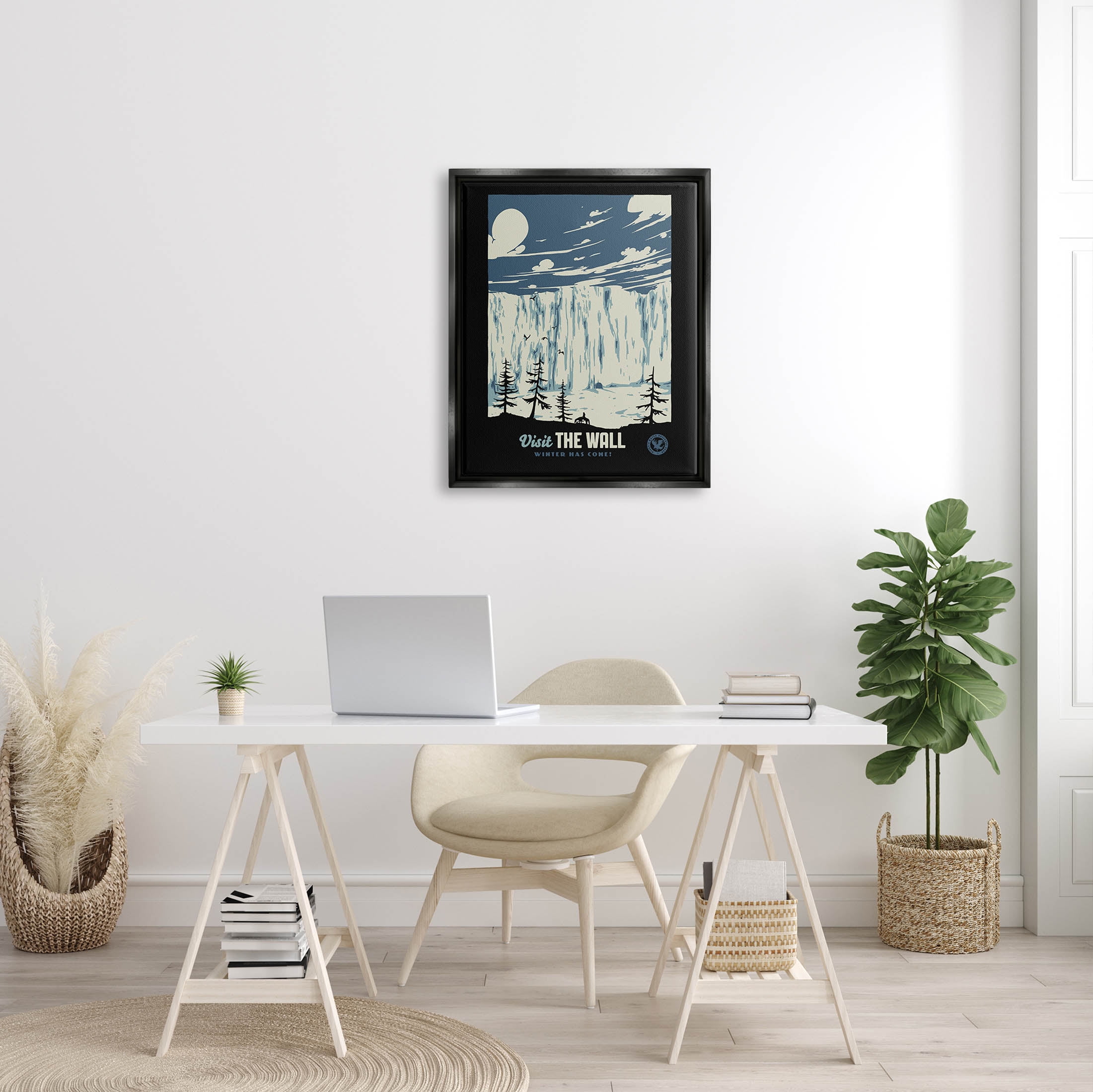 Stupell Industries Winter Has Come Fantasy Landscape Graphic Art Jet Black Floating Framed Canvas Print Wall Art, Design by Matheus Lopes Castro