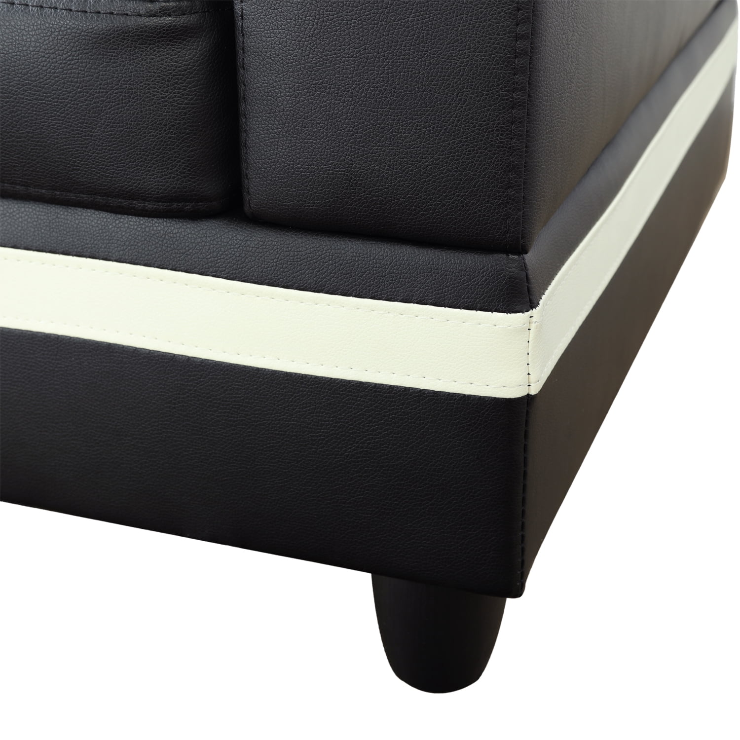 PonLiving Sectional Sofa Couch, L-Shaped 3-Piece Couch Living Room Sofa Set for Small Space, Apartment, Loft, Office, Right Hand Facing, Black&White
