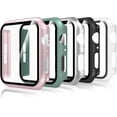 thumbnail image 1 of 5 Piezas Funda con Protector Pantalla Compatible con Apple Watch Series 6/5/4/SE 3/SE 2/SE 40mm, PC Carcasa HD Cristal Templado Protector Ultra-Thin Anti-Rasguños, Claro,Negro,Verde, Plata,Rosa, 1 of 13