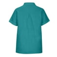 thumbnail image 4 of SROBPTY Womens Tops Plus Size, Summer Linen Shirts for Women, Womens Solid Button Shirts V Neck Loose Blouse Short Sleeve Casual Work Tunic with Pocket Blue M, 4 of 4