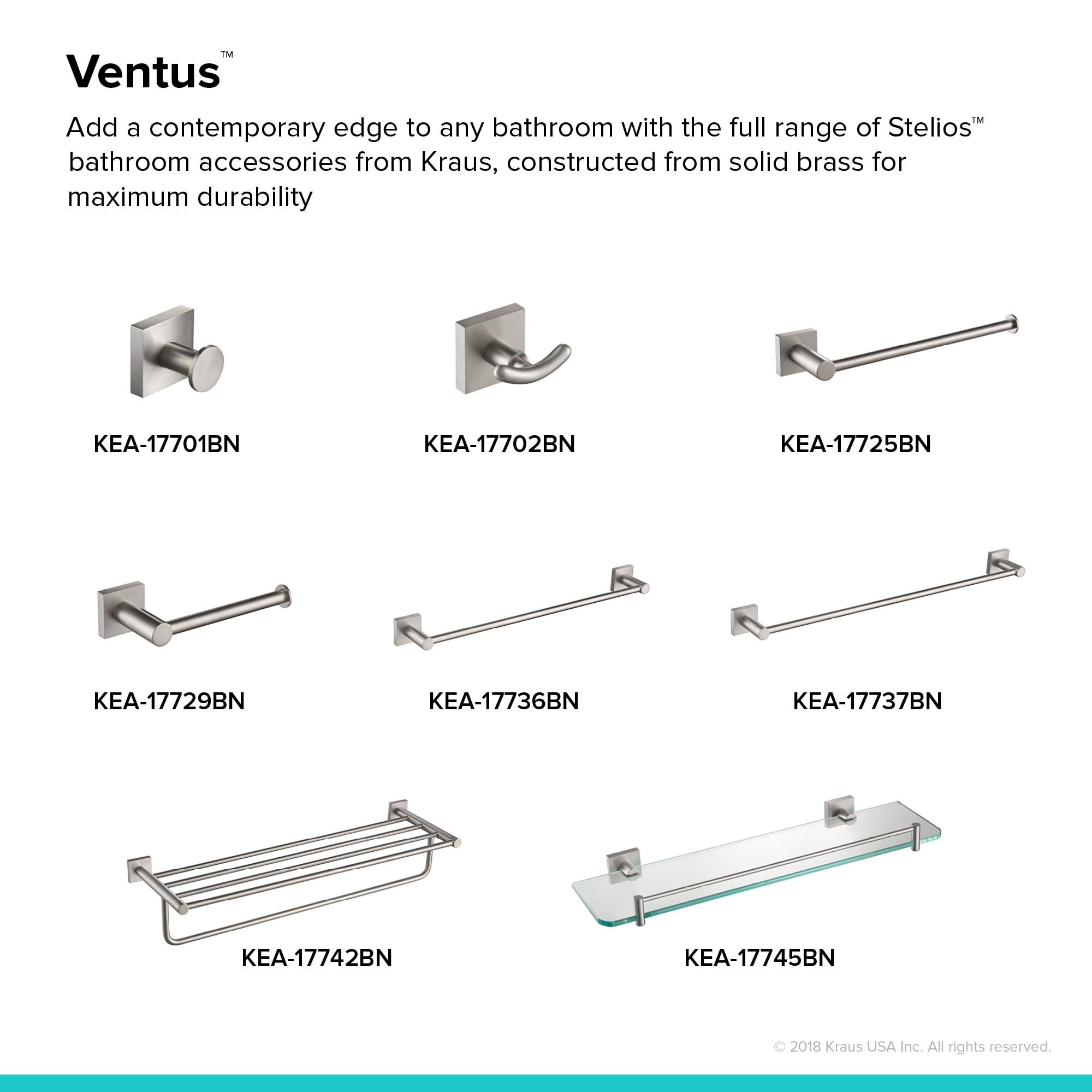 KRAUS Ventus 24-inch Bathroom Towel Bar, Brushed Nickel Finish