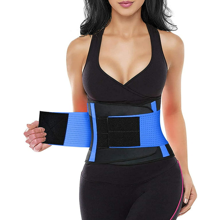 PANuYIN Waist Trimmer Trainer Belt for Women Men Weight Loss Premium  Neoprene Sport Sweat Workout Slimming Body Shaper Sauna Exercise (Blue, L)