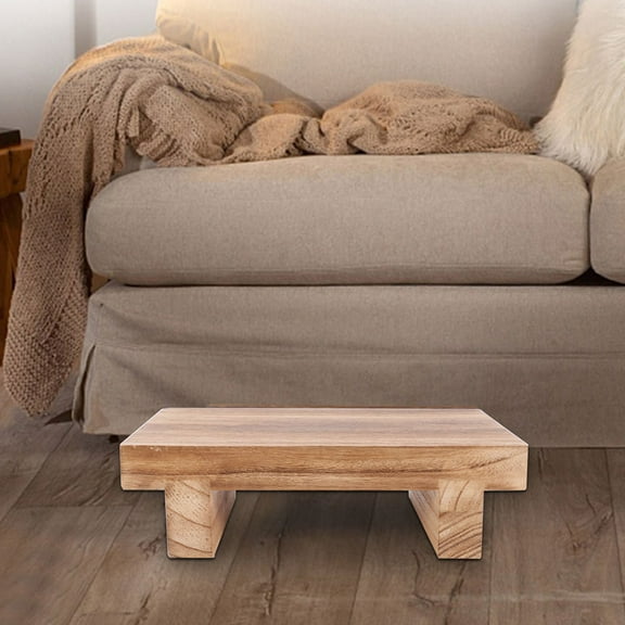 TOYMYTOY Light Brown Wood Step Stool for Home Footrest Stable Comfortable Support