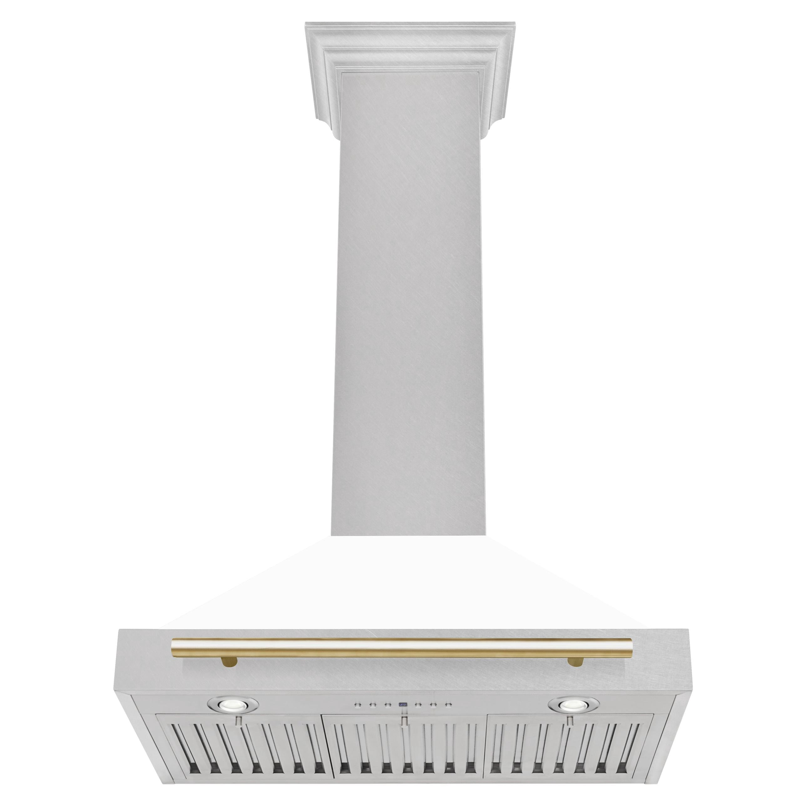 ZLINE 30 ZLINE Autograph Edition DuraSnow Stainless Steel Range Hood with White Matte Shell and Matte Black Handle (KB4SNZ-WM-3