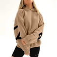 thumbnail image 1 of Fashiona Sudadera con capucha y estampado de letras para mujer Caqui, 1 of 4