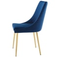 thumbnail image 3 of Contemporary Modern Urban Designer Dining Kitchen Room Side Dining Chair, Velvet Fabric Metal Steel, Navy Blue, 3 of 7