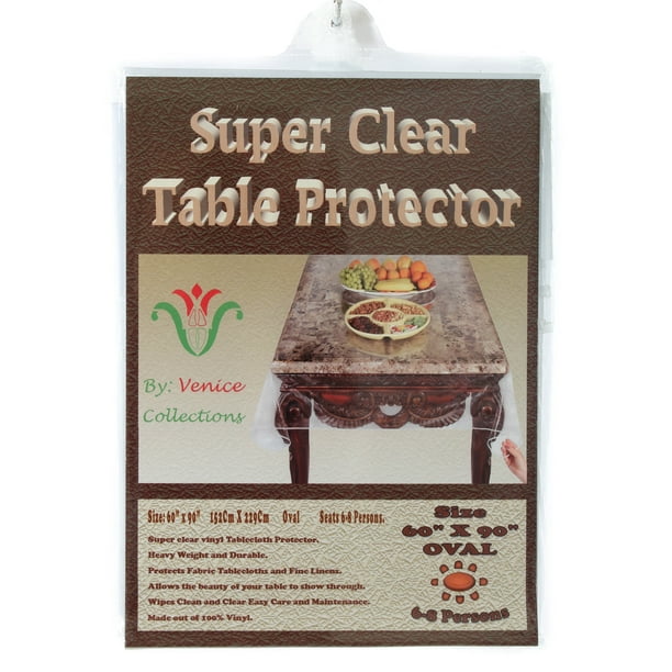Super Clear Extra Heavy Duty Durable 100 Vinyl Tablecloth Protector Table Cover Size 60 X 90 Inches Oval Walmart Com