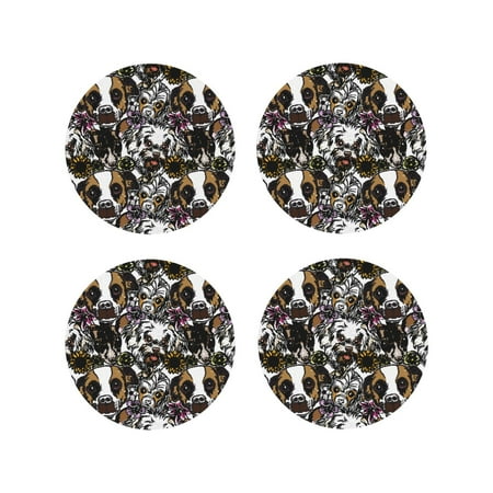 

Tideii Cute Dogs Puppy2 for Leather Coasters 4 Pieces Anti-fouling and Anti-scalding Decorative Coasters Suitable for Restaurants Kitchens Coffee Shops-Round Shape