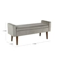 thumbnail image 5 of Saltoro Sherpi Velvet Upholstered Wooden Bench with Lift Top Storage and Tapered Feet, Gray, 5 of 6
