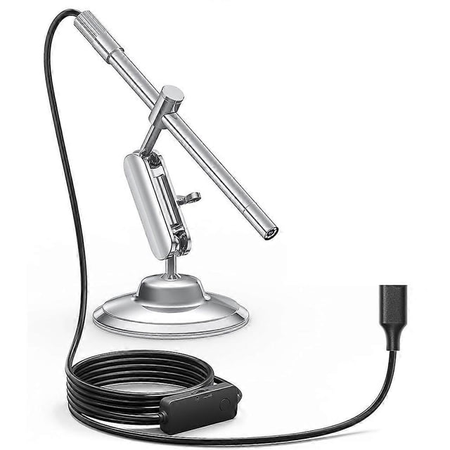USB-C Digital Microscope, 10X to 200X Magnification with 8 LED Lights, Handheld Rotating Metal Stand
