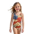 thumbnail image 5 of 4th of July Swimsuit for Kids Girls Size 6-7 One Piece Swimsuit Summer Patriotic American Flag Floral Print Swimsuits Swimming Sleeveless Beach Vacation Happy Festival Bathing Suit Beige 5-6 Years, 5 of 6