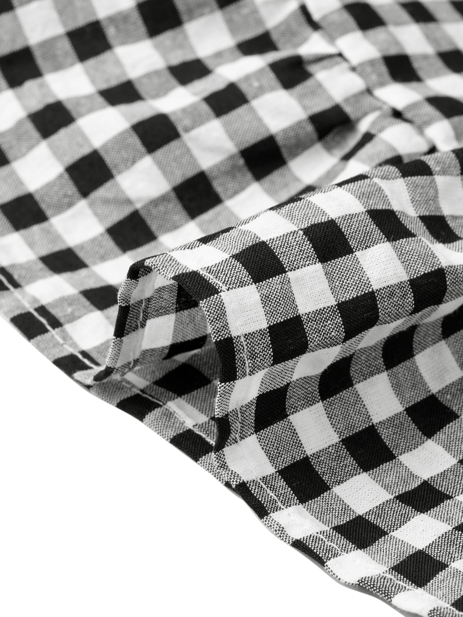 DARING DIVA Women's 2 Piece Pajamas Sets Gingham Short Sleeve Babydoll Shirt L Black