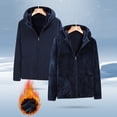 thumbnail image 2 of Mens Polar Fleece Hoodies Full Zip Outdoor Winter Soft Hooded Coat with Pocket Fuzzy Sherpa Warm Hoodies Jackets (Navy 5XL), 2 of 6