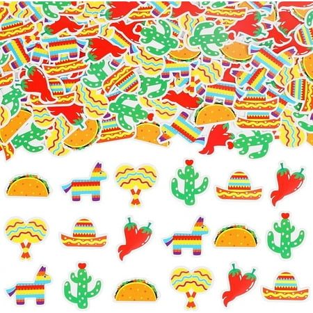 200 Pcs Mexican Fiesta Confetti, Colorful Cactus Cinco Rainbow Donkeys Table Decoration, Cinco De Mayo Mexican Theme Taco Party Birthday Halloween Day Of The Dead Decor Supplies