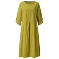 thumbnail image 3 of Ladies With Pockets Kaftan Casual Roll Up Sleeve Maxi DressesL, 3 of 5