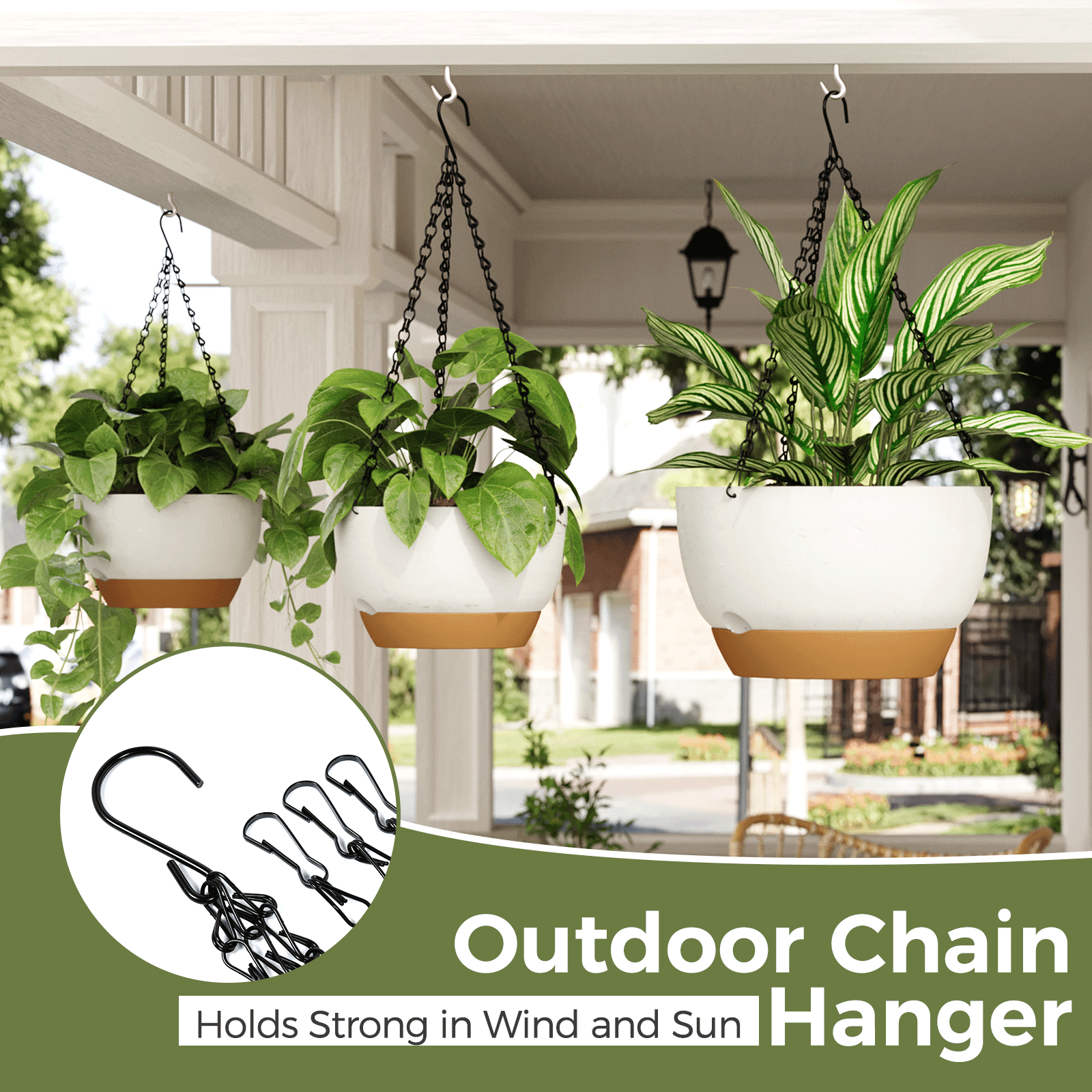 Gentingbro 3 Pcs White Hanging Planters Set, Decorative Pots for Succulents, Green Plants & Flowers Indoor Outdoor, Space-Saving Hanging Plant Pots for Vertical Gardening
