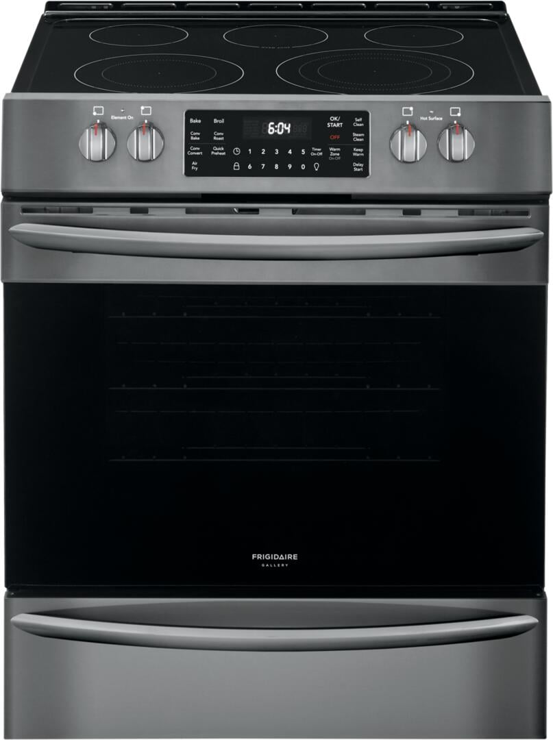 Frigidaire Gallery 30'' Black Stainless Steel Front Control Electric Range with Air Fry ...
