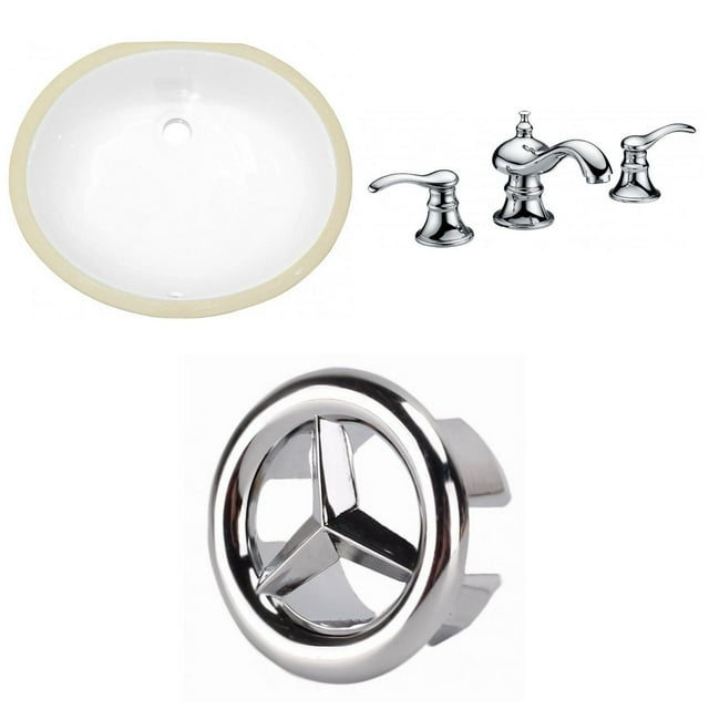 American Imaginations 19.5-in. W Oval Bathroom Undermount Sink Set In White - Chrome Hardware AI-26607