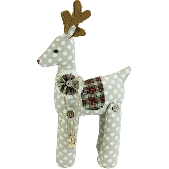 Polka Dot and Plaid Reindeer Christmas Figurine - 20"