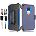 thumbnail image 1 of Value Pack for 5.7" Motorola Moto G7 Play Armor Holster Belt Clip Kickstands Hybrid Shockproof Bumper Screen Protector Dual Layer Raised Bevel Design Enhance Camera Combo Phone Case + [Blue], 1 of 4