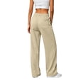 thumbnail image 5 of Ashyfjp Womens Solid Color Wide Leg Joggers Elastic Waistband Casual Trousers with Side Hand Pockets and Decorative Seams Versatile Commuting Wear, Size (S-3XL), 5 of 6