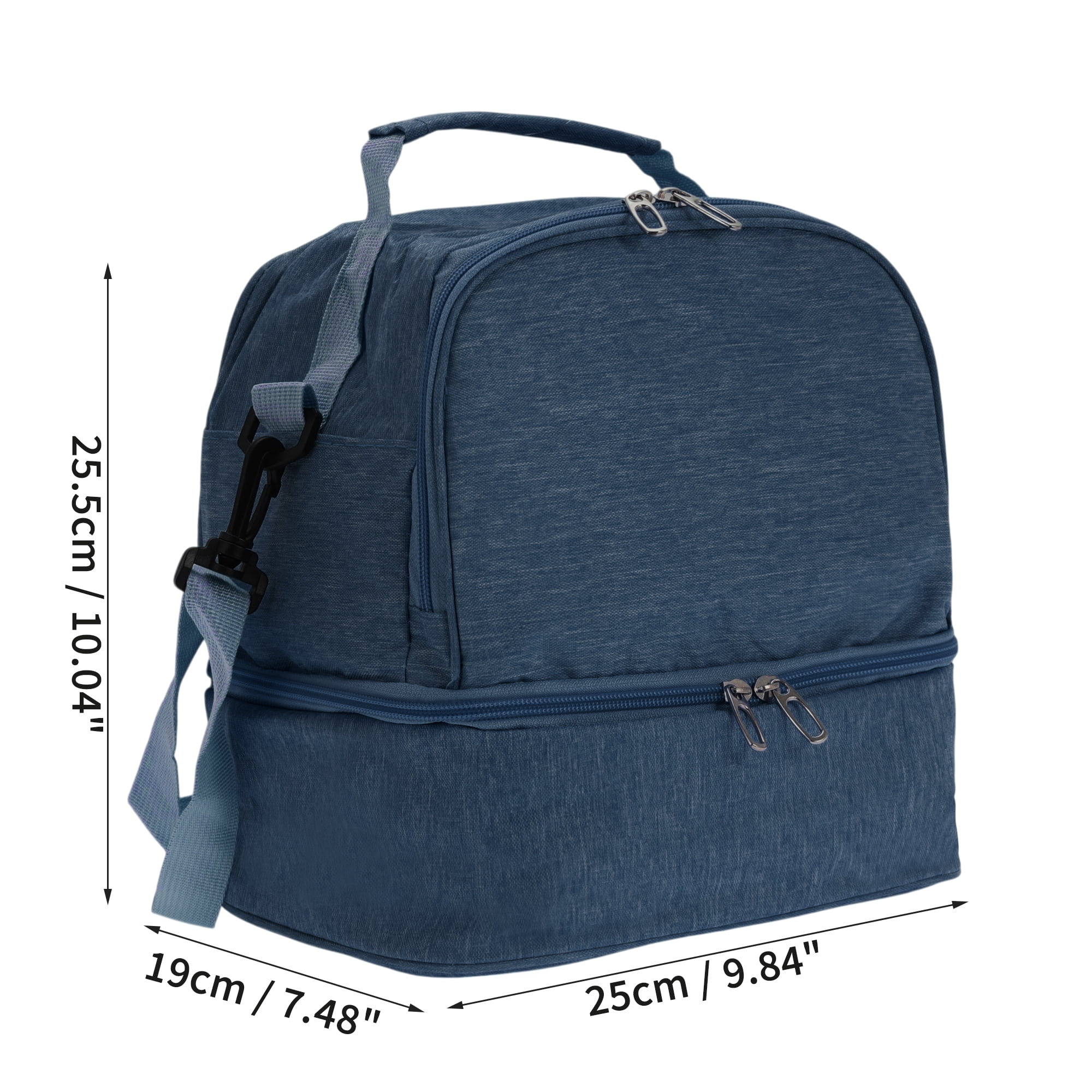Unique Bargains Insulated Lunch Bag with Adjustable Shoulder Strap Navy Blue 410 oz