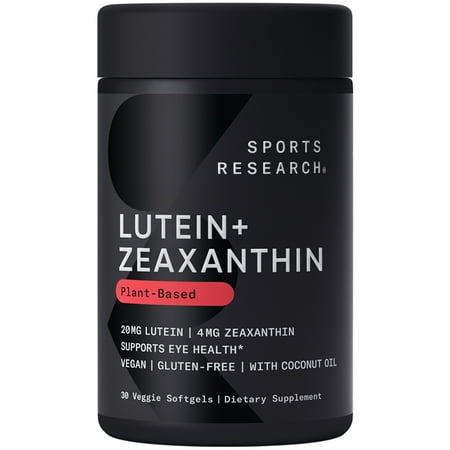 Sports Research® Vegan Lutein Zeaxanthin 20mg Eye Health Non-GMO Organic Coconut (30 Softgels)