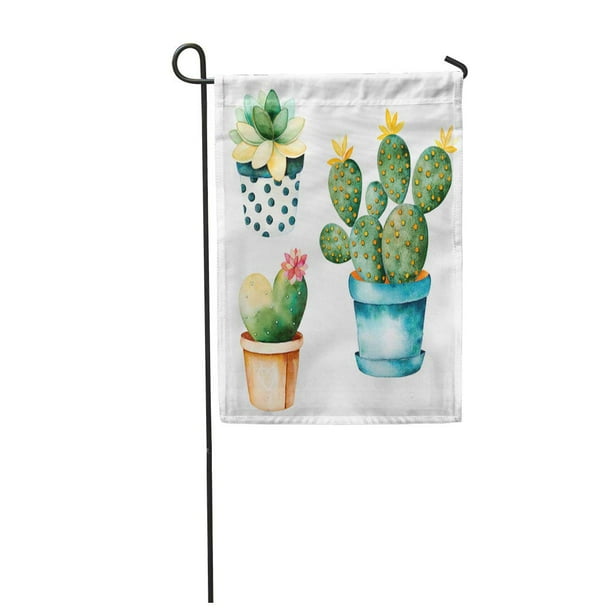 Download Kdagr Watercolor Handpainted Cactus Plant And Succulent In Pot Clipart Individual Garden Flag Decorative Flag House Banner 28x40 Inch Walmart Com Walmart Com