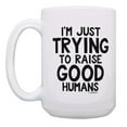 thumbnail image 2 of ThisWear Mom and Dad Gifts for New Parents Trying to Raise Good Humans 2 Pack Ceramic 15oz Coffee Mug Set White, 2 of 4