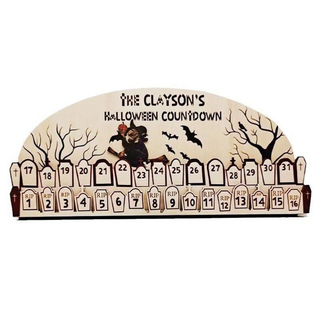 Fiudx Calendario de Adviento de Halloween, Diseño En Forma de Ataúd, Bloques de Madera Móviles Diy, Colores Brillantes, Decoración de Mesa para El Hogar, Cuenta Regresiva Divertida para Fiestas, Fies
