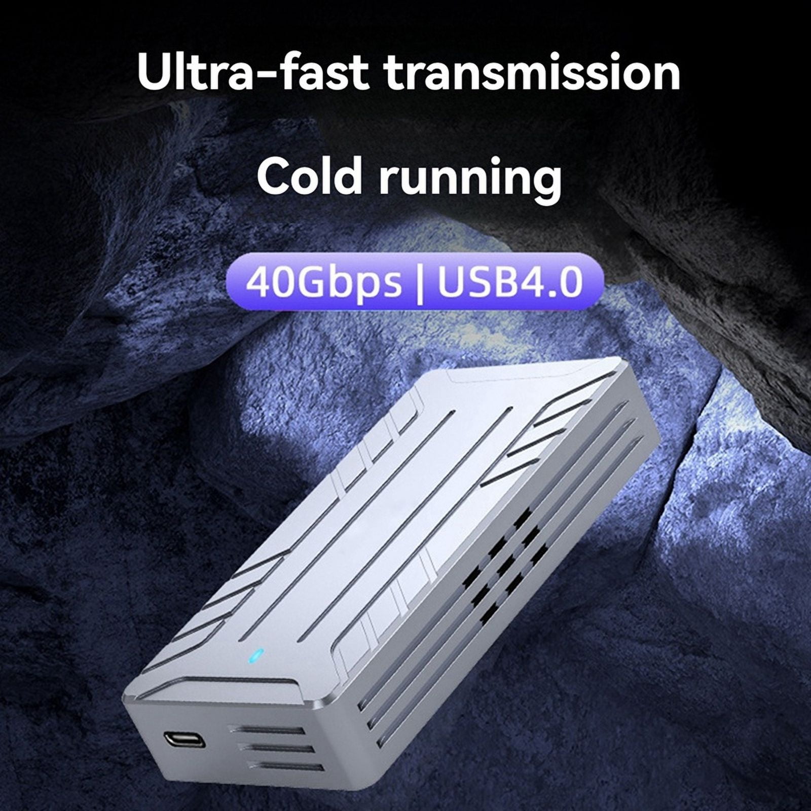 40Gbps NVMe SSD Enclosure M.2 to USB Adapter with Built-in Cooling Fan Aluminum Case Supports 2242/2260/2280 Sizes